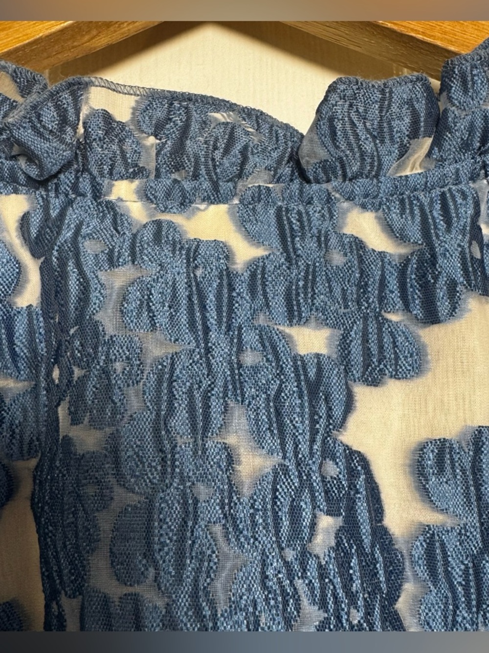 Maeve Anthropologie Blue Textured Tiered Mini Dress Small Puff Sleeve Romantic - Picture 15 of 16